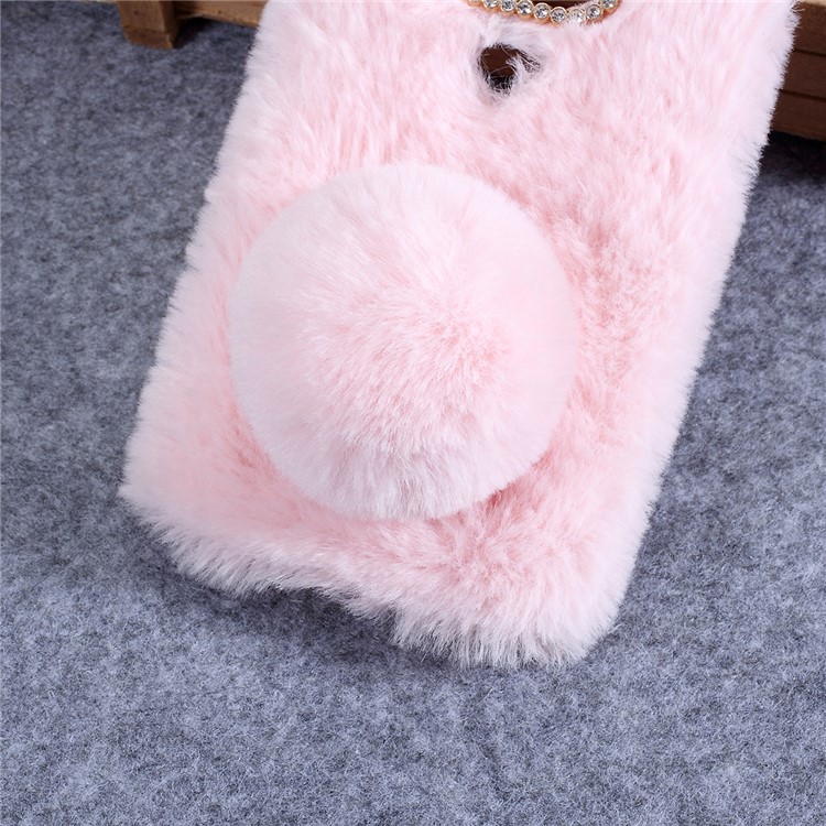 Bunny Design Rhinestone Furry TPU Mobile Casing for Motorola Moto G7 Play (EU Version) - Pink-3