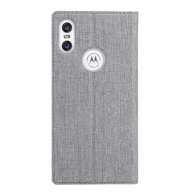 VILI DMX Cross Texture Leather Stand Case with Card Slot for Motorola One / P30 Play - Grey-3