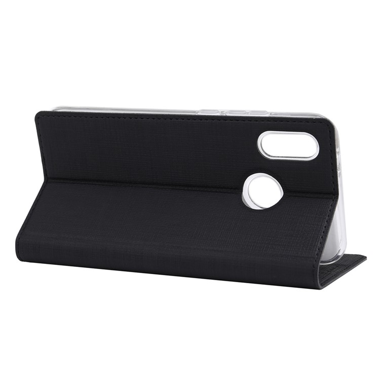 VILI DMX Cross Texture Leather Stand Case with Card Slot for Motorola One / P30 Play - Black-4