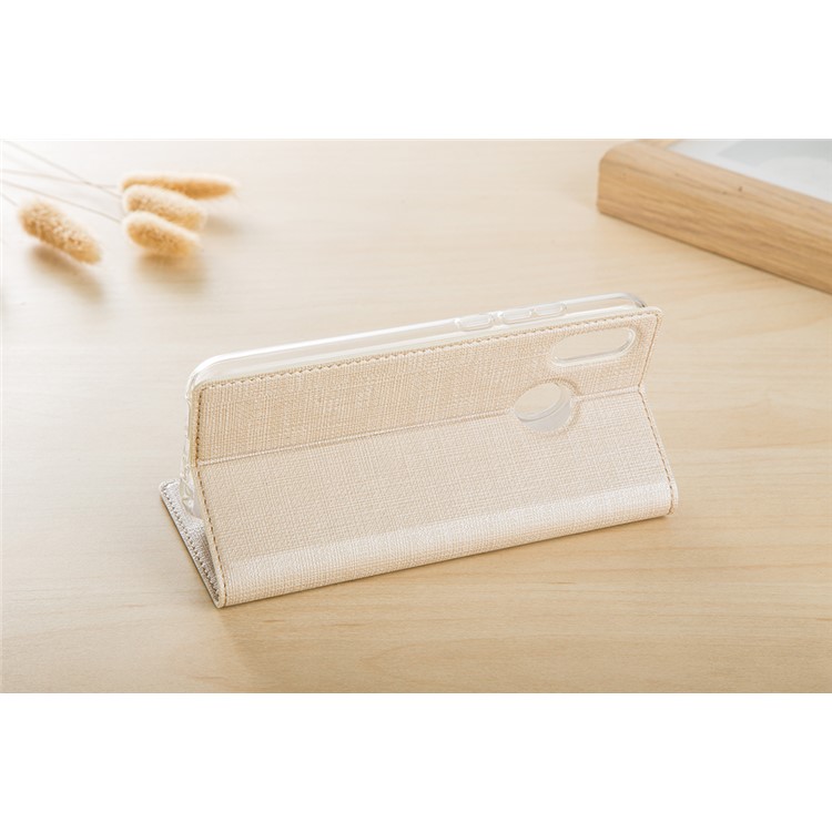 VILI DMX Cross Texture Leather Stand Case with Card Slot for Motorola One / P30 Play - Gold-6