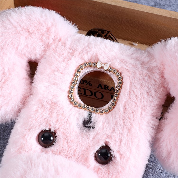 Dog Pattern Fluffy Fur Coated TPU Case Motorola Moto G7 Play (EU Version) - Pink-2