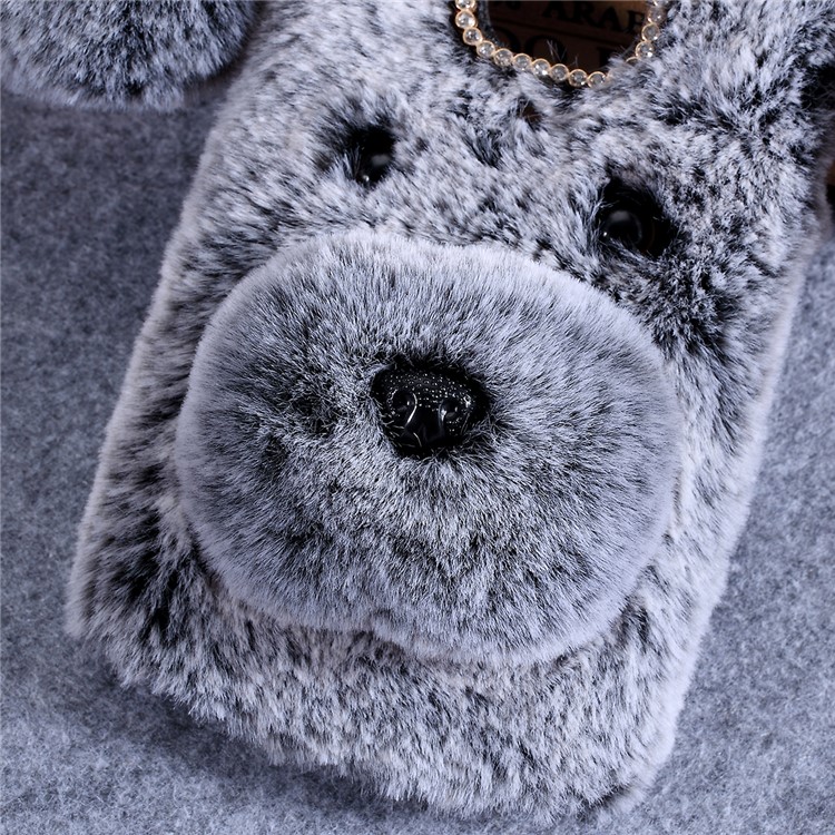 Dog Pattern Fluffy Fur Coated TPU Case Motorola Moto G7 Play (EU Version) - Black-3