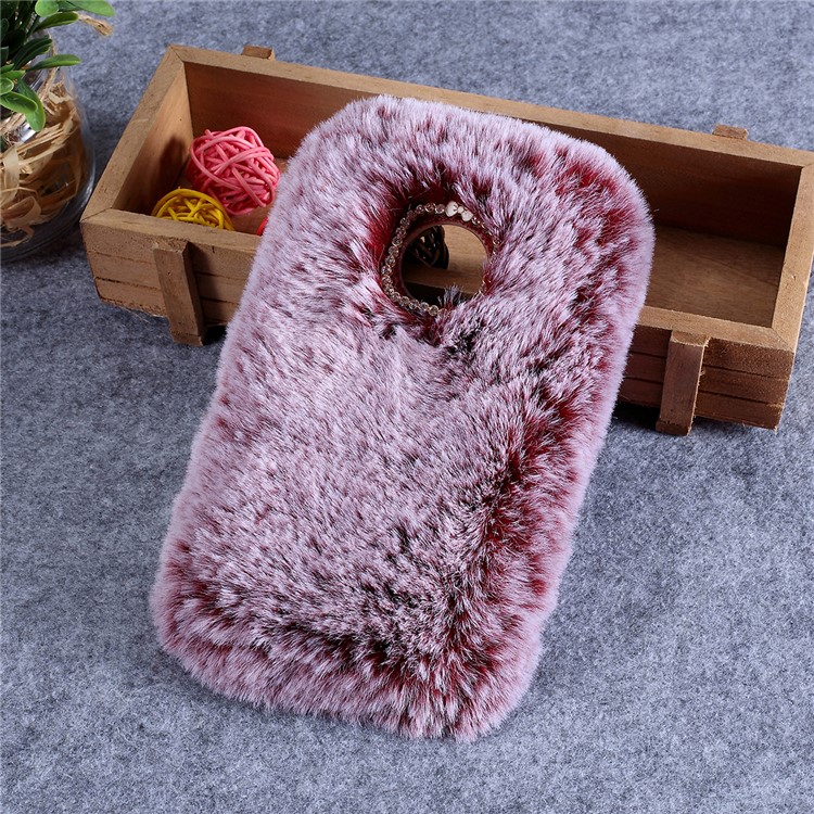 Soft Fur Coated TPU Back Cell Phone Case for Motorola Moto G7 Play (EU Version) - Red-1