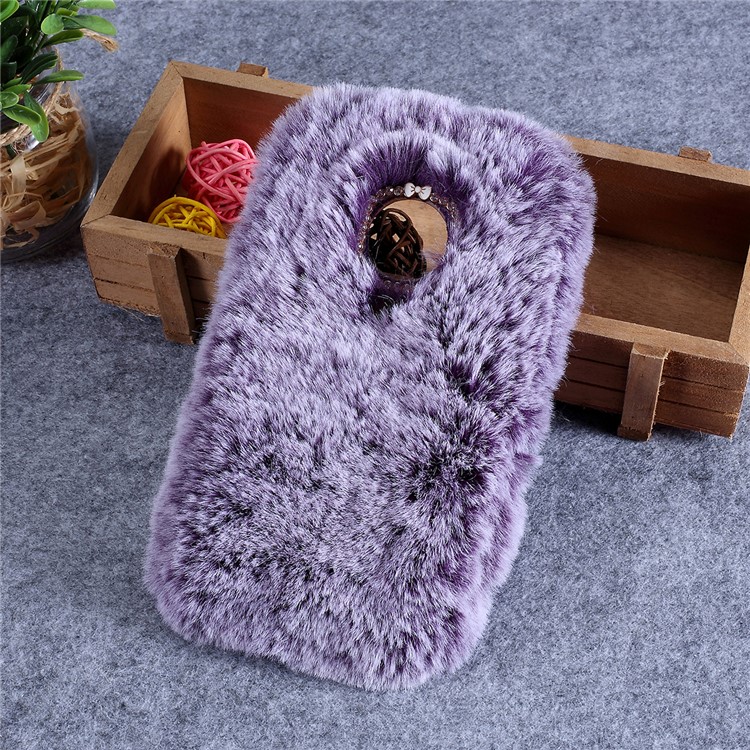 Soft Fur Coated TPU Back Cell Phone Case for Motorola Moto G7 Play (EU Version) - Purple-1