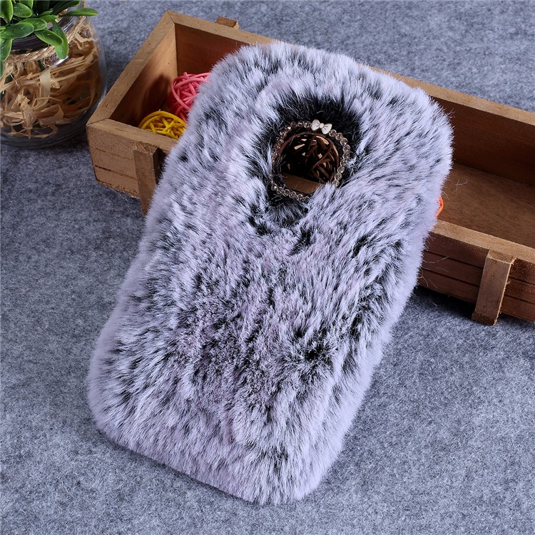 Soft Fur Coated TPU Back Cell Phone Case for Motorola Moto G7 Play (EU Version) - Grey-1
