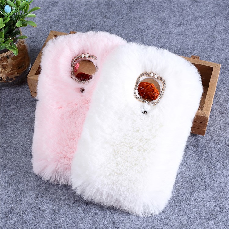 Soft Fur Coated TPU Back Cell Phone Case for Motorola Moto G7 Play (EU Version) - White-4