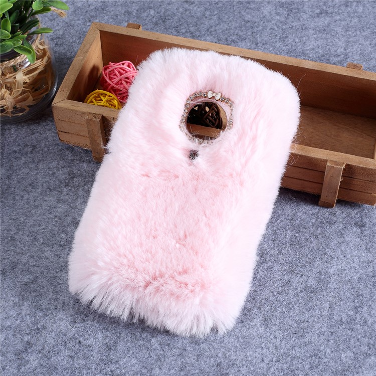 Soft Fur Coated TPU Back Cell Phone Case for Motorola Moto G7 Play (EU Version) - Pink-1