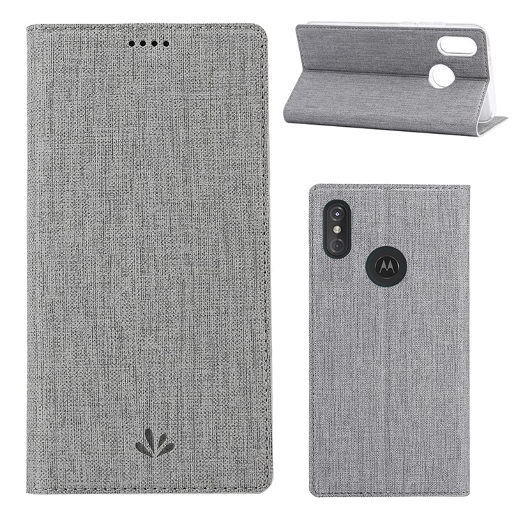 VILI DMX Cross Texture Stand Leather Card Holder Case for Motorola One Power / P30 Note in China - Grey-1