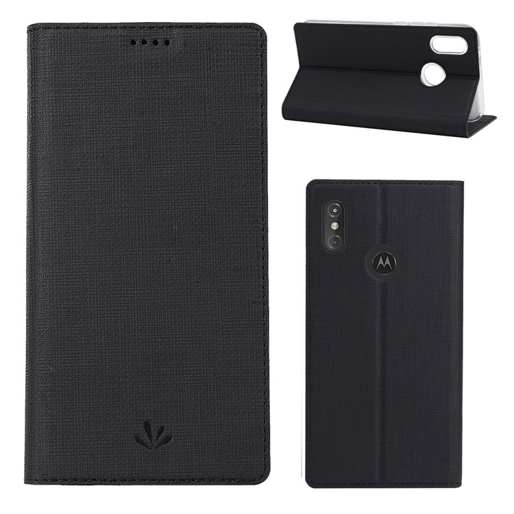 VILI DMX Cross Texture Stand Leather Card Holder Case for Motorola One Power / P30 Note in China - Black-1