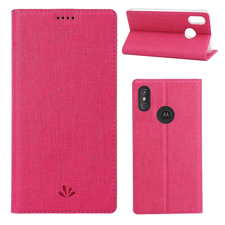 VILI DMX Cross Texture Stand Leather Card Holder Case for Motorola One Power / P30 Note in China - Rose-1