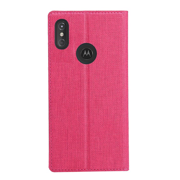 VILI DMX Cross Texture Stand Leather Card Holder Case for Motorola One Power / P30 Note in China - Rose-3