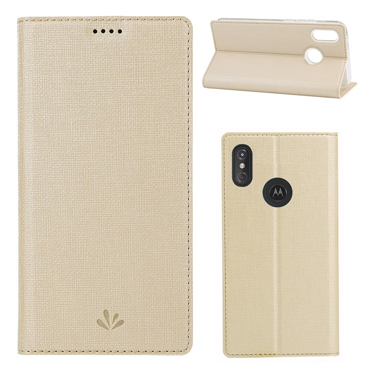 VILI DMX Cross Texture Stand Leather Card Holder Case for Motorola One Power / P30 Note in China - Gold-1