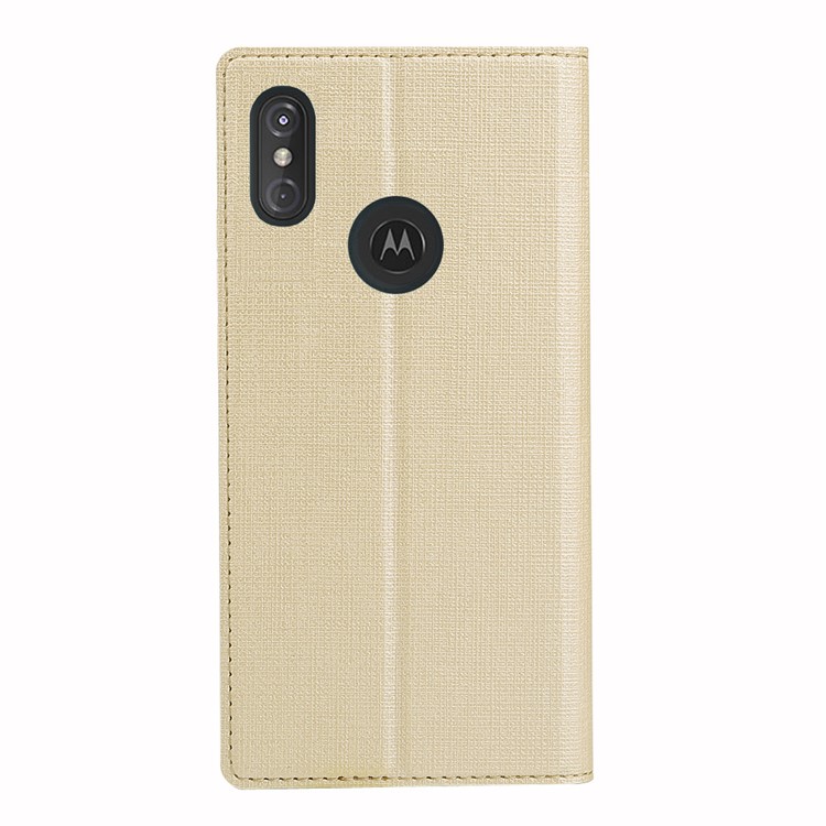 VILI DMX Cross Texture Stand Leather Card Holder Case for Motorola One Power / P30 Note in China - Gold-3