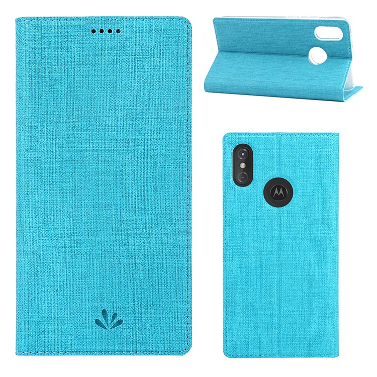 VILI DMX Cross Texture Stand Leather Card Holder Case for Motorola One Power / P30 Note in China - Blue-1