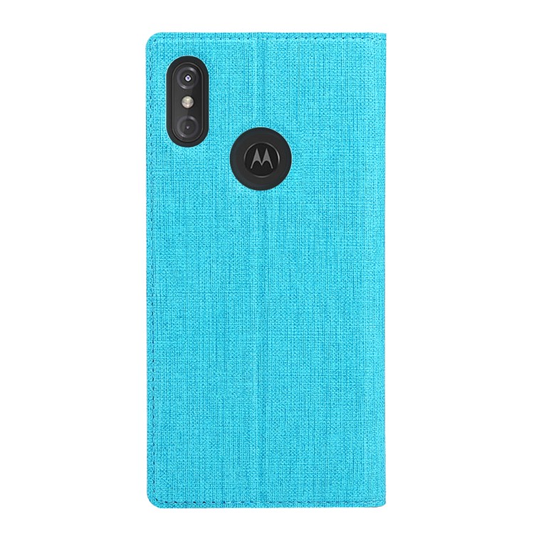 VILI DMX Cross Texture Stand Leather Card Holder Case for Motorola One Power / P30 Note in China - Blue-3