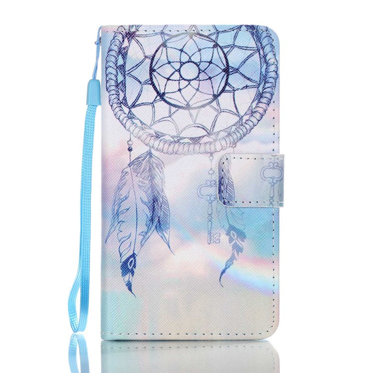 Pattern Printing Leather Wallet Cover for Lenovo A536 - Dream Catcher and Rainbow-1