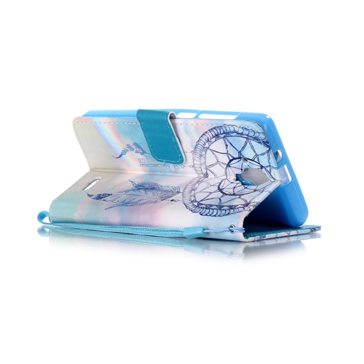 Pattern Printing Leather Wallet Cover for Lenovo A536 - Dream Catcher and Rainbow-3