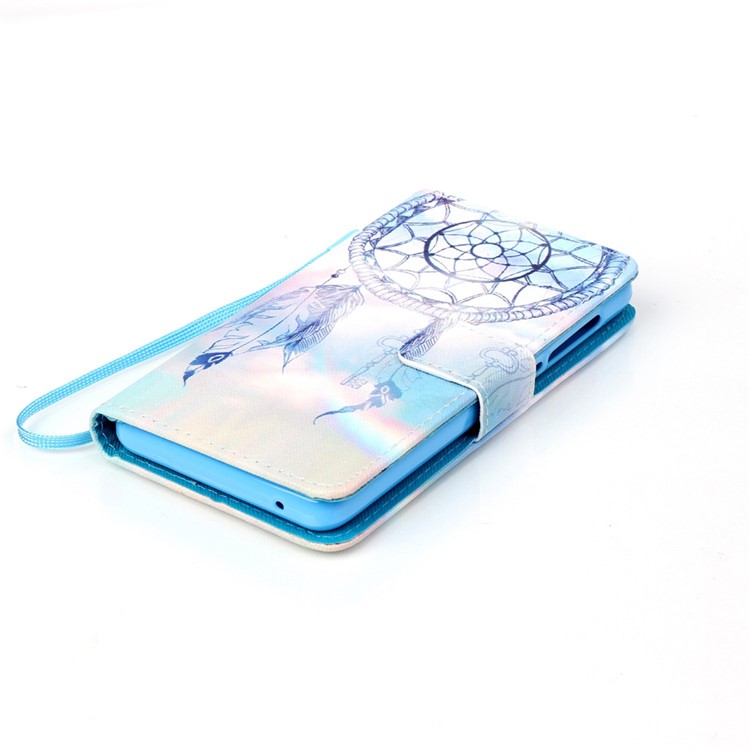 Pattern Printing Leather Wallet Cover for Lenovo A536 - Dream Catcher and Rainbow-4