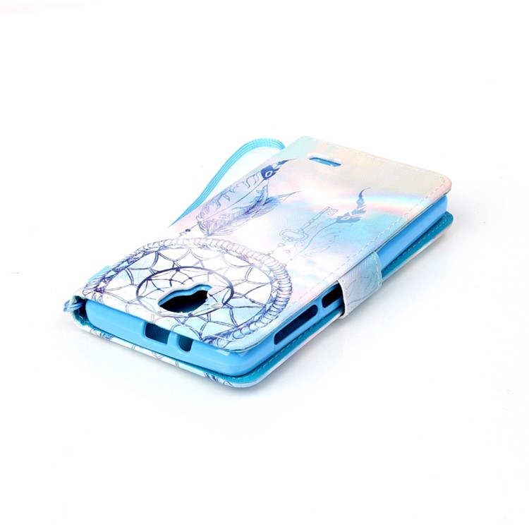 Pattern Printing Leather Wallet Cover for Lenovo A536 - Dream Catcher and Rainbow-5