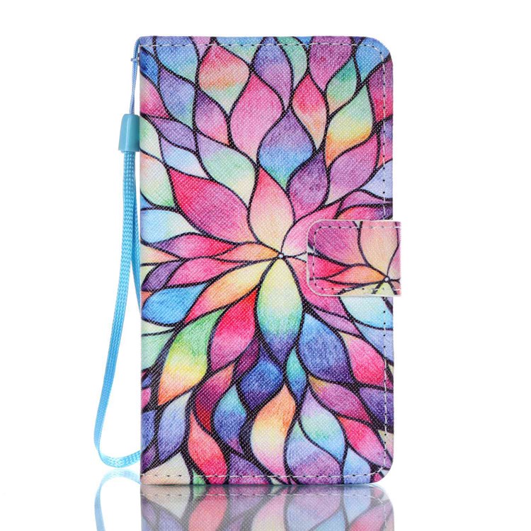 Pattern Printing Leather Wallet Stand Case Cover for Lenovo A536 - Colorized Lotus-1