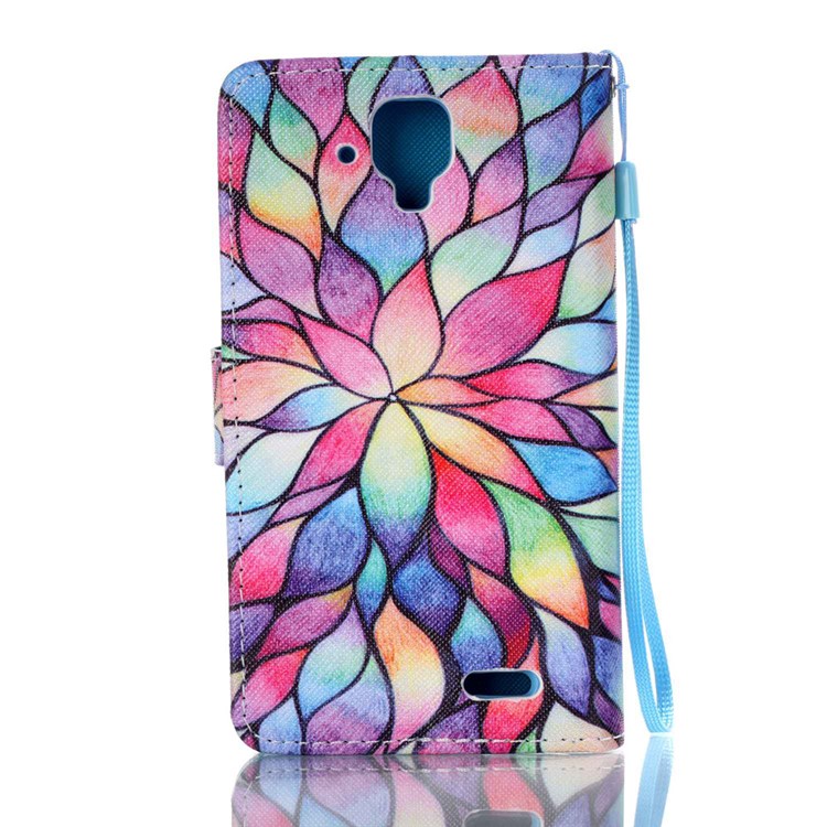 Pattern Printing Leather Wallet Stand Case Cover for Lenovo A536 - Colorized Lotus-2