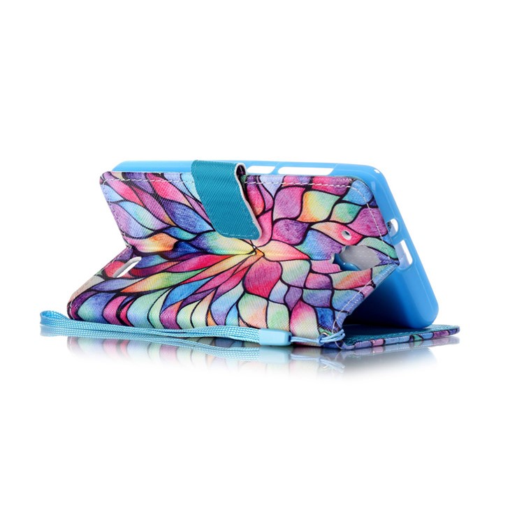 Pattern Printing Leather Wallet Stand Case Cover for Lenovo A536 - Colorized Lotus-3