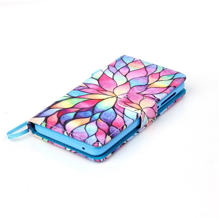 Pattern Printing Leather Wallet Stand Case Cover for Lenovo A536 - Colorized Lotus-4