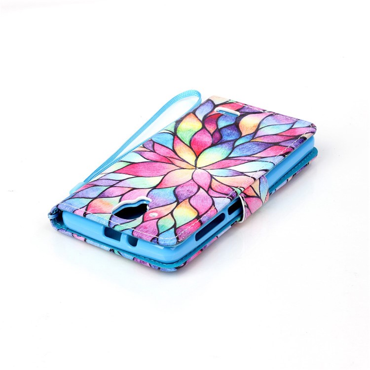 Pattern Printing Leather Wallet Stand Case Cover for Lenovo A536 - Colorized Lotus-5