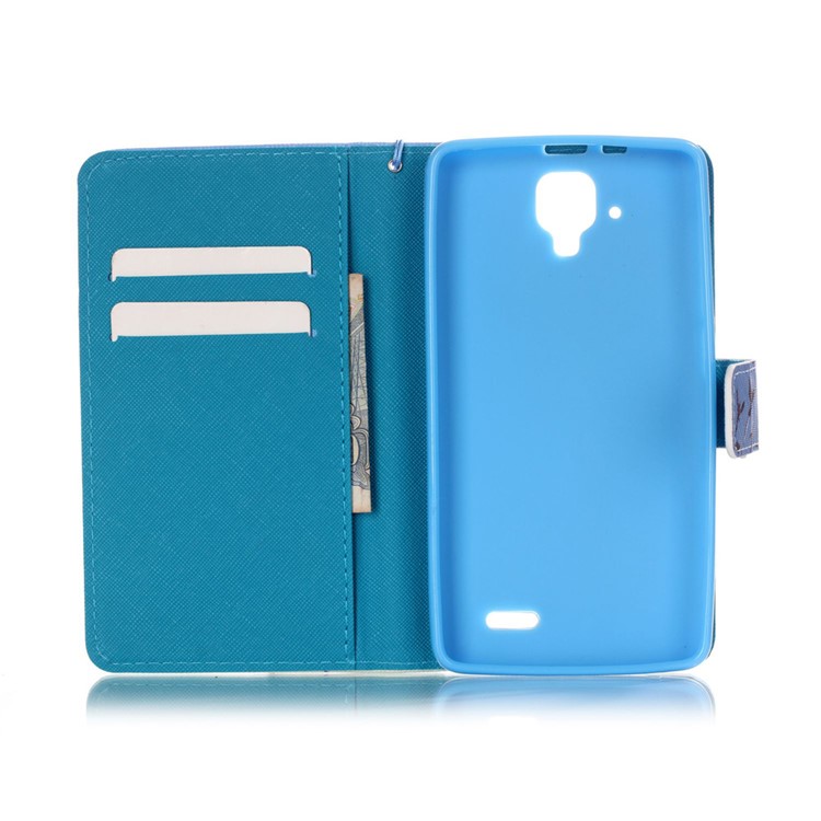 Pattern Printing Leather Wallet Stand Case Cover for Lenovo A536 - Colorized Lotus-6