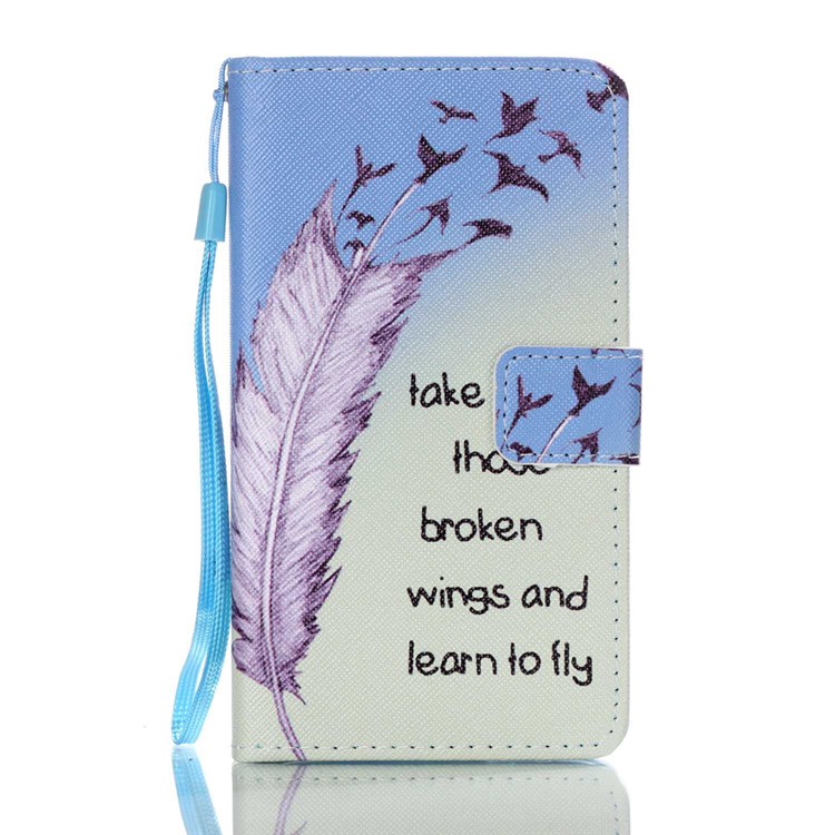 Pattern Printing Leather Wallet Stand Shell for Lenovo A536 - Feather and Birds-1