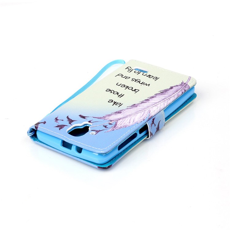Pattern Printing Leather Wallet Stand Shell for Lenovo A536 - Feather and Birds-5