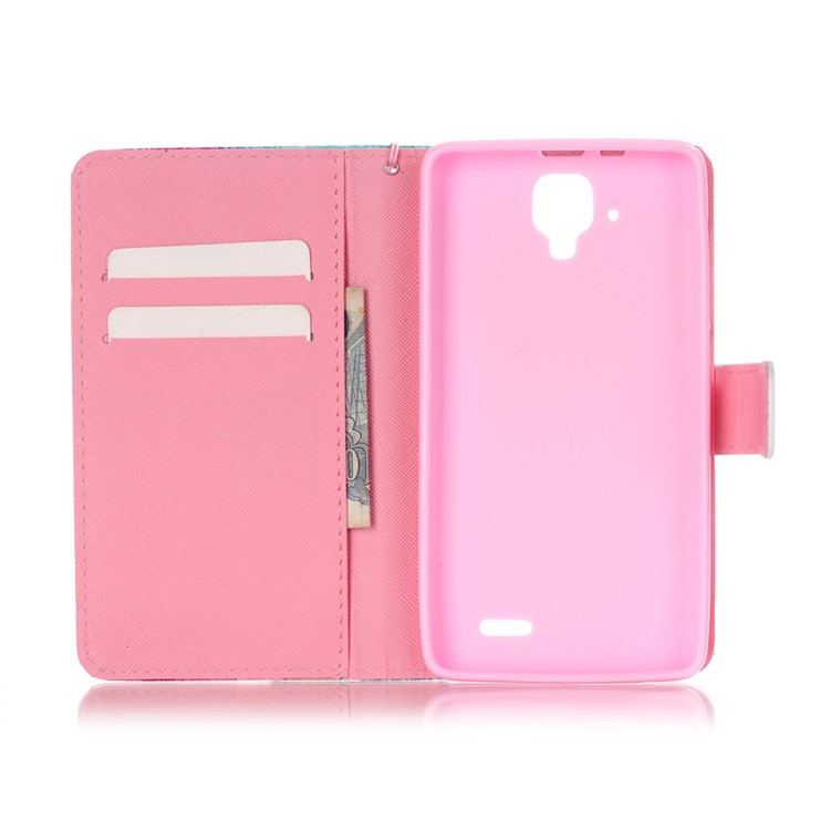 Pattern Printing Leather Wallet Stand Shell for Lenovo A536 - Feather and Birds-6