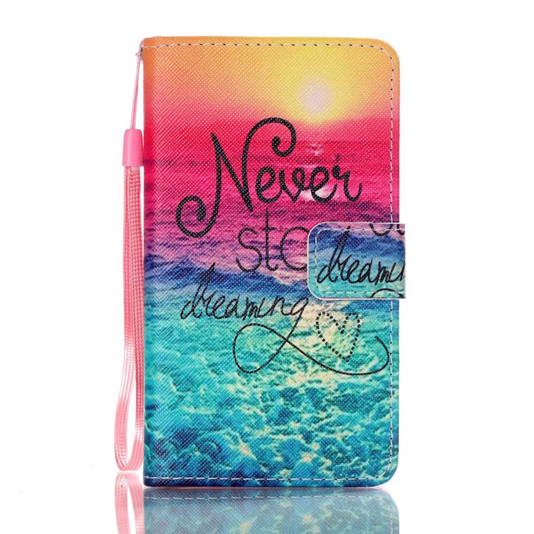 Pattern Printing Leather Wallet Case Cover for Lenovo A536 - Never Stop Dreaming-1