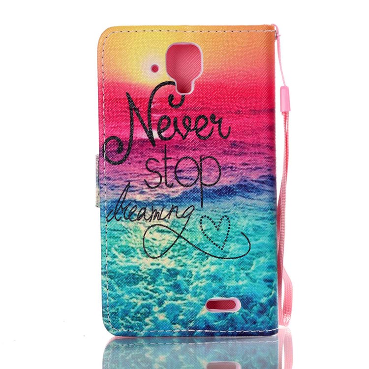 Pattern Printing Leather Wallet Case Cover for Lenovo A536 - Never Stop Dreaming-2