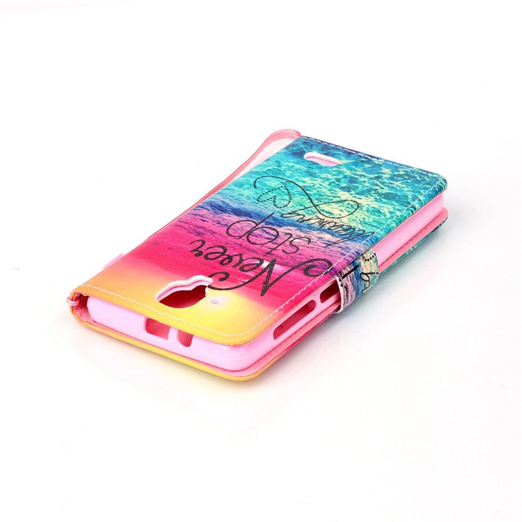Pattern Printing Leather Wallet Case Cover for Lenovo A536 - Never Stop Dreaming-5
