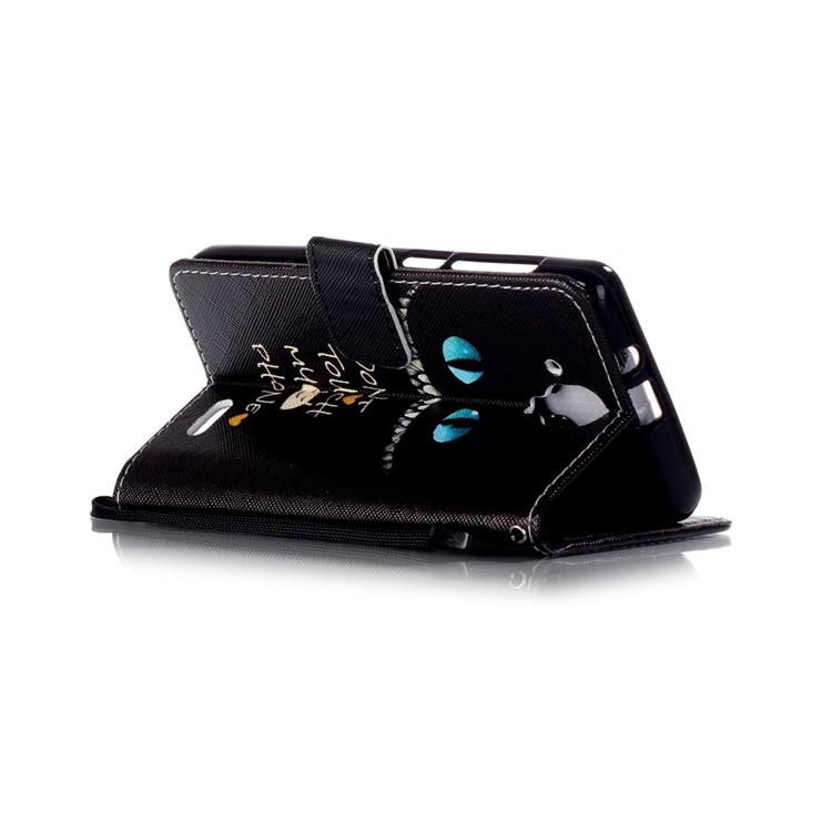 Pattern Printing Leather Flip Protective Cover for Lenovo A536 - Monster and Warning-3