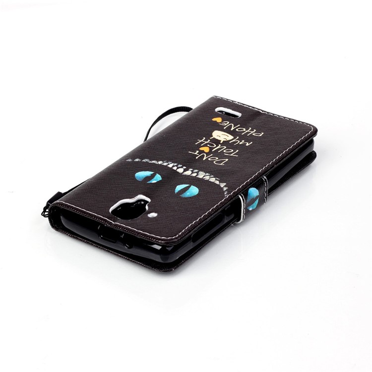 Pattern Printing Leather Flip Protective Cover for Lenovo A536 - Monster and Warning-5