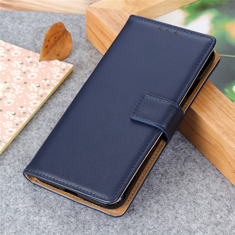 Wallet Stand Flip PU Leather Mobile Case for Motorola Moto P40 Power - Dark Blue-12