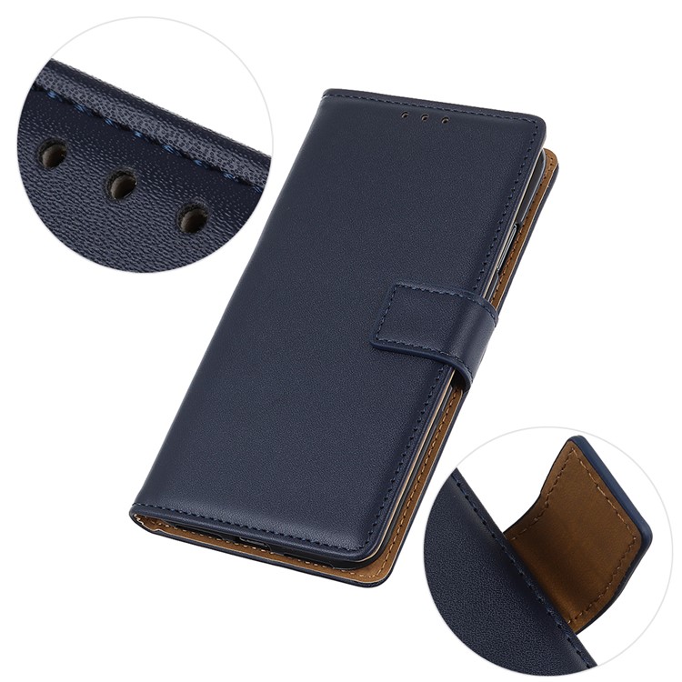 Wallet Stand Flip PU Leather Mobile Case for Motorola Moto P40 Power - Dark Blue-7