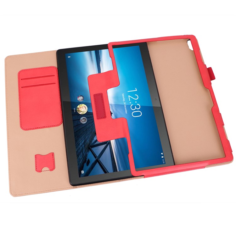PU Leather Tablet Stand Case with Card Slots and Elastic Hand Strap for Lenovo Tab M10 TB-X605F - Rose-11