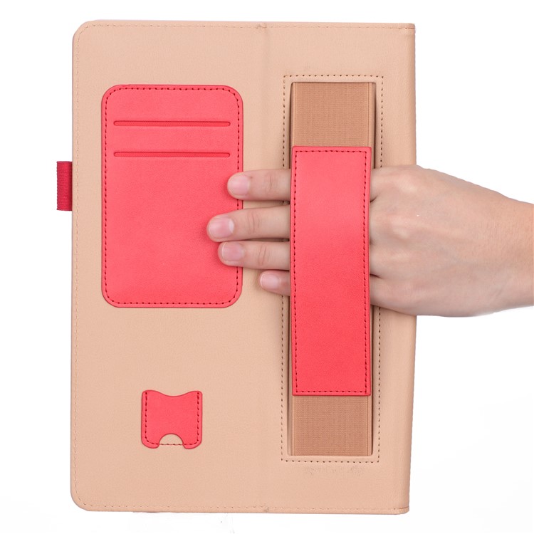 PU Leather Tablet Stand Case with Card Slots and Elastic Hand Strap for Lenovo Tab M10 TB-X605F - Rose-12