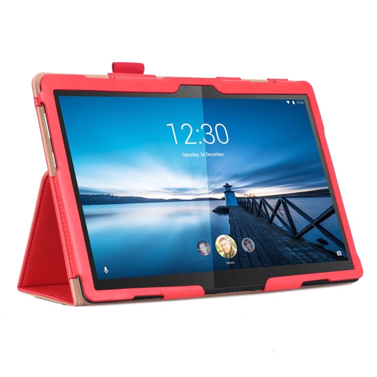 PU Leather Tablet Stand Case with Card Slots and Elastic Hand Strap for Lenovo Tab M10 TB-X605F - Rose-8