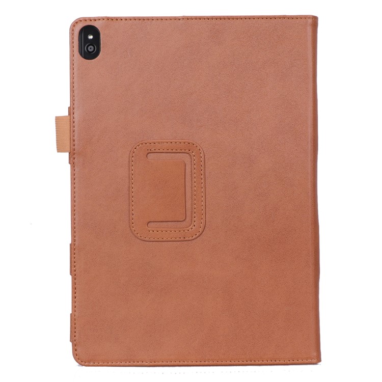 PU Leather Tablet Stand Case with Card Slots and Elastic Hand Strap for Lenovo Tab M10 TB-X605F - Brown-6