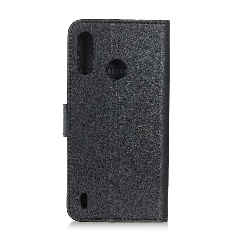 Litchi Skin Wallet Leather Stand Case for Motorola P40 Play - Black-10