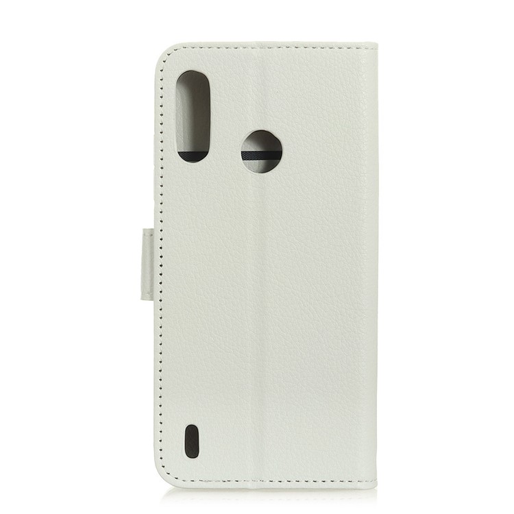 Litchi Skin Wallet Leather Stand Case for Motorola P40 Play - White-10