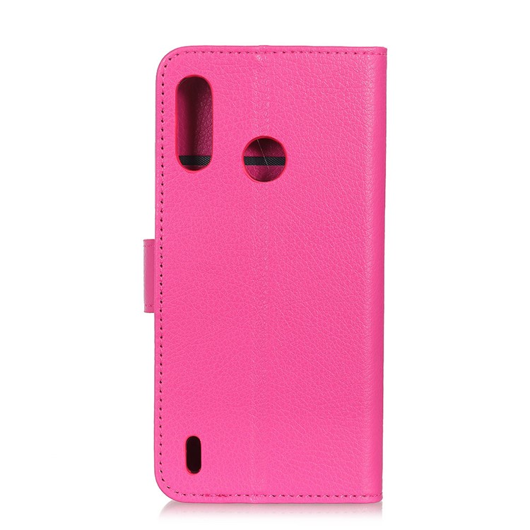 Litchi Skin Wallet Leather Stand Case for Motorola P40 Play - Rose-10