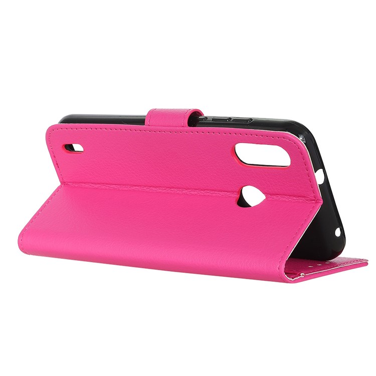 Litchi Skin Wallet Leather Stand Case for Motorola P40 Play - Rose-11