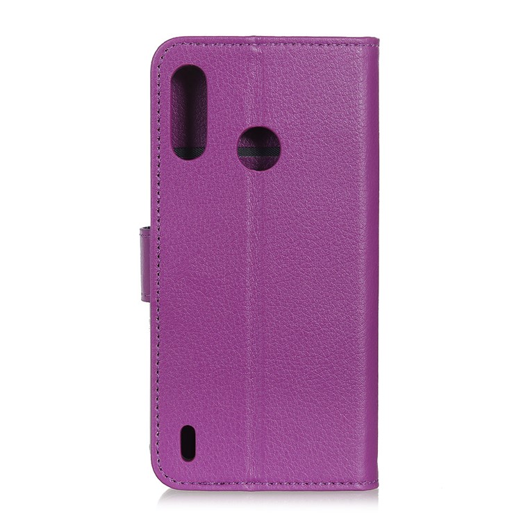 Litchi Skin Wallet Leather Stand Case for Motorola P40 Play - Purple-10