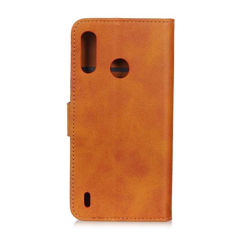 Matte PU Leather Stand Case Magnetic Mobile Shell for Motorola P40 Play - Brown-10
