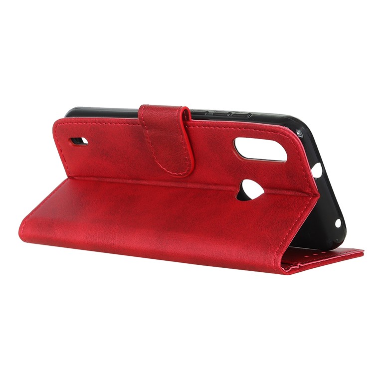 Matte PU Leather Stand Case Magnetic Mobile Shell for Motorola P40 Play - Red-11